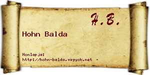 Hohn Balda névjegykártya